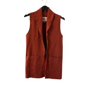 Stormy Kromer Women's Duster Sweater Vest Cardigan Wool Open Small Orange